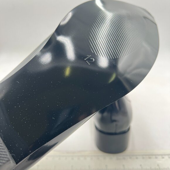 Black Glossy Low Heel Ankle Boots Pointed Toe Fall Fashion Winter Shoe - Picture 5 of 7